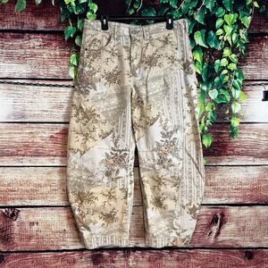 BDG x Free People Driftwood Parker Printed Barrel Jeans Size 10 Patchwork Floral